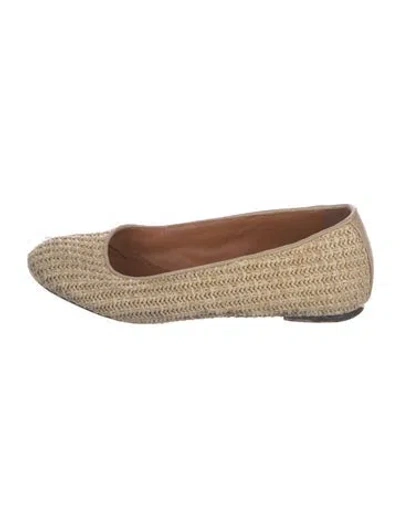 Pre-owned Lanvin Raffia Patterned Ballet Flats In Brown/neutrals