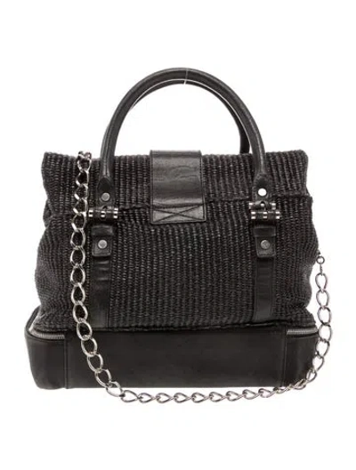 Pre-owned Lanvin Raffia Shoulder Bag In Black