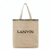 Lanvin Logo-embroidered Raffia Tote Bag In Neutral