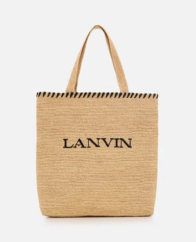 Lanvin Raffia Tote Bag In Brown