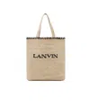 Lanvin Embroidered Logo Raffia Tote Bag In Neutral