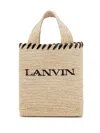 Lanvin Logo-embroidered Raffia Tote Bag In Neutral