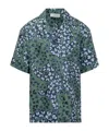 Lanvin Silk Shirt With Flower Print In Blue