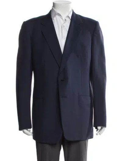 Pre-owned Lanvin Raw-edge Trim Blazer In Blue