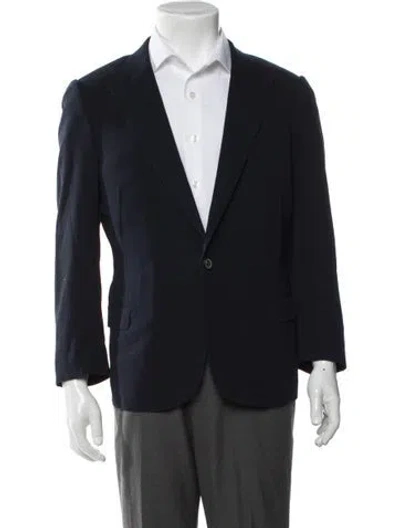 Pre-owned Lanvin Raw-edge Trim Blazer In Blue