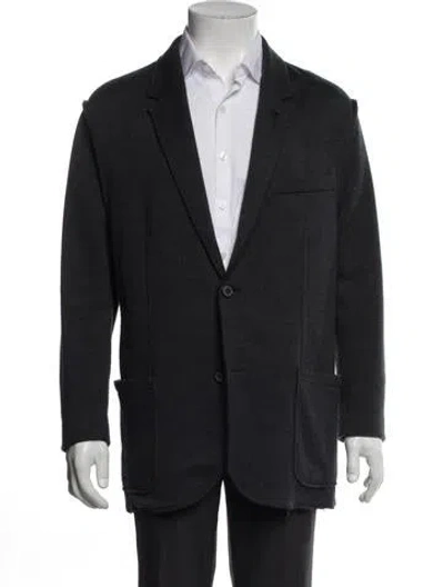Pre-owned Lanvin Raw-edge Trim Blazer In Grey