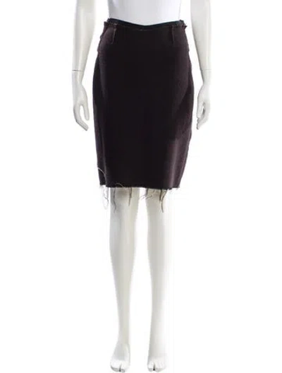 Pre-owned Lanvin Raw-edge Trim Knee-length Skirt In Black