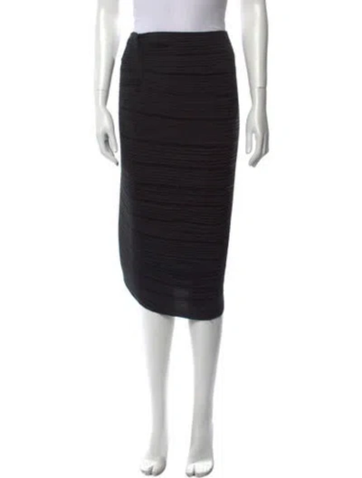 Pre-owned Lanvin Raw-edge Trim Knee-length Skirt In Black