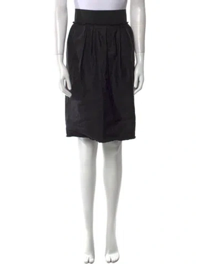 Pre-owned Lanvin Raw-edge Trim Knee-length Skirt In Black