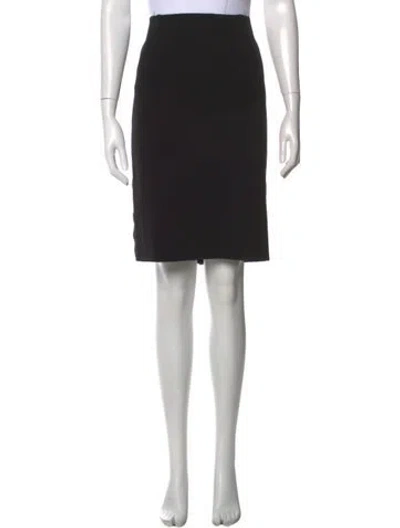Pre-owned Lanvin Raw-edge Trim Knee-length Skirt In Black