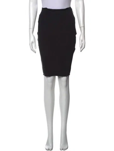 Pre-owned Lanvin Raw-edge Trim Knee-length Skirt In Black