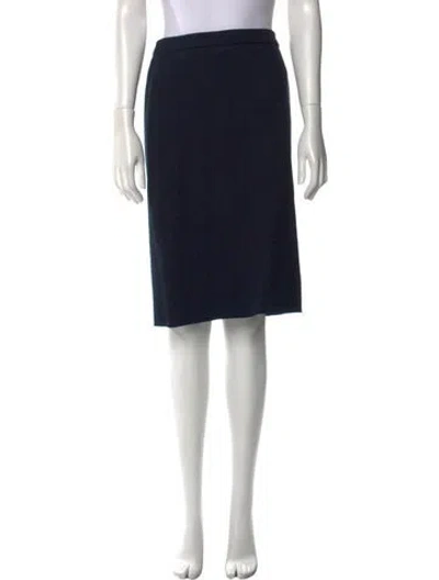 Pre-owned Lanvin Raw-edge Trim Knee-length Skirt In Blue