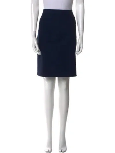 Pre-owned Lanvin Raw-edge Trim Knee-length Skirt In Blue