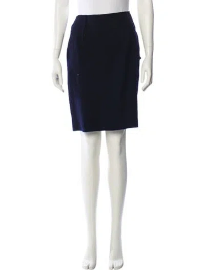 Pre-owned Lanvin Raw-edge Trim Knee-length Skirt In Blue