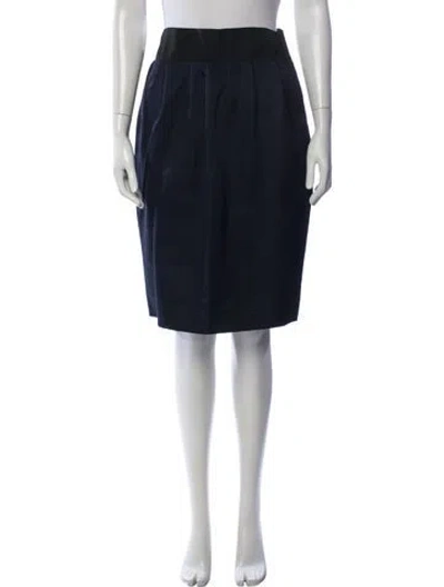 Pre-owned Lanvin Raw-edge Trim Knee-length Skirt In Blue