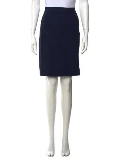 Pre-owned Lanvin Raw-edge Trim Knee-length Skirt In Blue