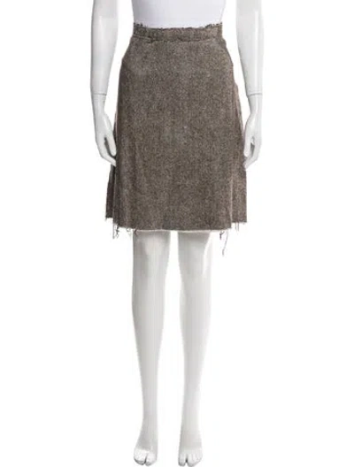 Pre-owned Lanvin Raw-edge Trim Knee-length Skirt In Neutral