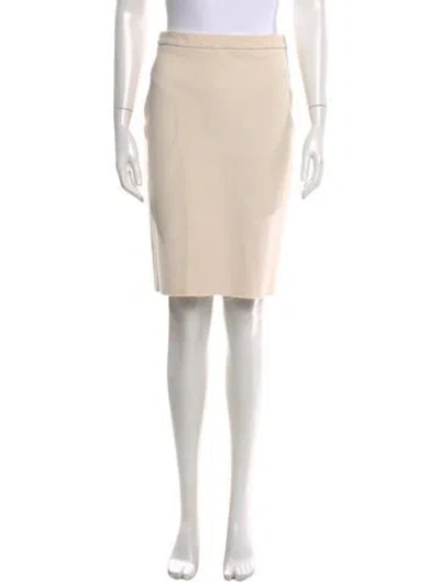 Pre-owned Lanvin Raw-edge Trim Knee-length Skirt In Neutral