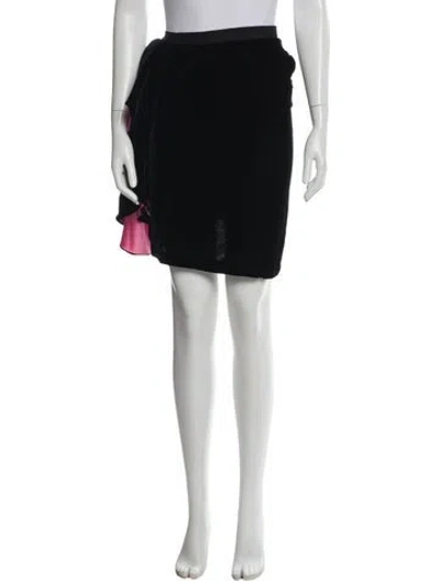 Pre-owned Lanvin Raw-edge Trim Knee-length Skirt W/ Tags In Black