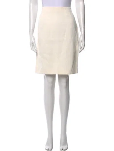 Pre-owned Lanvin Raw-edge Trim Knee-length Skirt In White