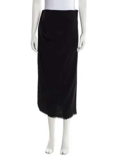 Pre-owned Lanvin Raw-edge Trim Midi Length Skirt In Black