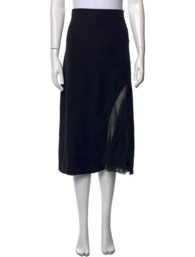 Pre-owned Lanvin Raw-edge Trim Midi Length Skirt In Black