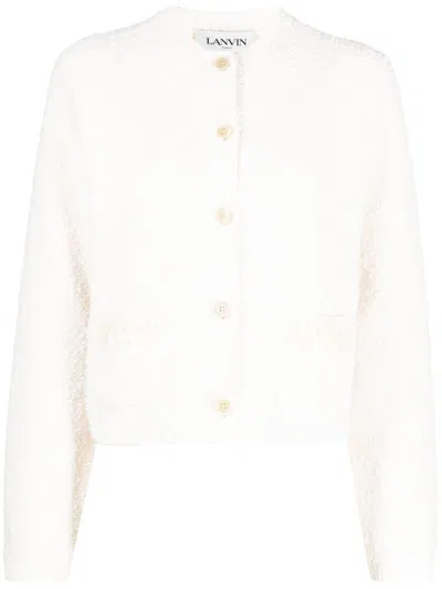 Lanvin Rd Nk Ls Embroidered Cardi