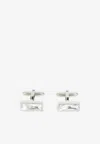 Lanvin Rectangular Cubic Strass Cufflinks In Silver