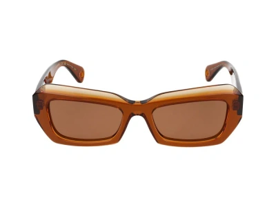 Lanvin Rectangular Frame Sunglasses In Transparent Amber