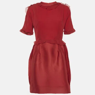 Pre-owned Lanvin Red Crepe And Silk Mini Dress M