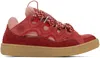 LANVIN RED CURB LEATHER SNEAKERS