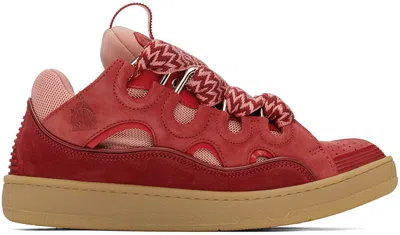 Lanvin Red Curb Leather Sneakers In 580 Venus