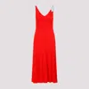 LANVIN RED FLAME SLEEVELESS A-LINE MIDI DRESS