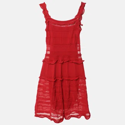Pre-owned Lanvin Red Knit Knee-length Dress Tl