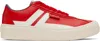 Lanvin Low Top Sneakers With White Accents In Ecru/carmin0237