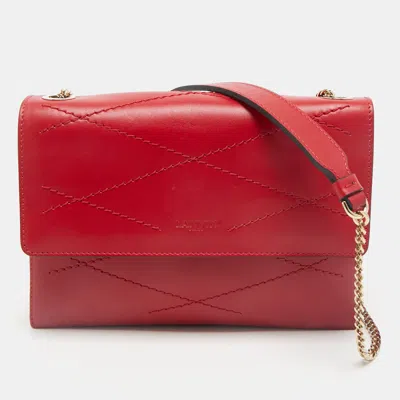 Pre-owned Lanvin Red Leather Flap Chain Crossbody Bag