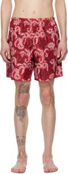 Lanvin Red Printed Swim Shorts In Carmine Red361