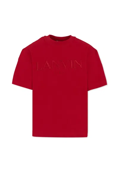 LANVIN RED T-SHIRT FOR GIRL WITH LOGO