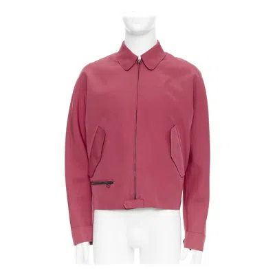 Pre-owned Lanvin Red Triacetate Flap Pocketed Biker Style Bomber Jacket Fr46 S
