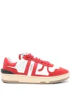 Lanvin Clay Low Top Sneakers In Leather And Nylon Color White/red In Red/white
