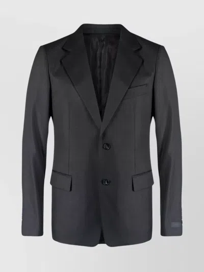 Lanvin Refined Single-breast Blazer With Flap Pockets In Grey