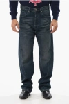 Lanvin Regular Fit Jeans With Leather Logo Patch 24cm In Blue