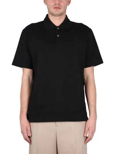 Lanvin Logo-embroidered Cotton Polo Shirt In Black
