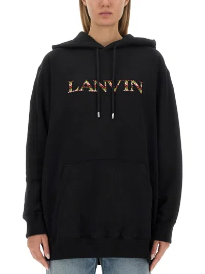Lanvin Relaxed-fit Black Sweatshirt With Colorful Logo Design