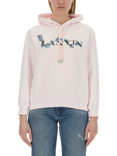 LANVIN RELAXED FIT COTTON SWEATSHIRT WITH FRONT PRINT