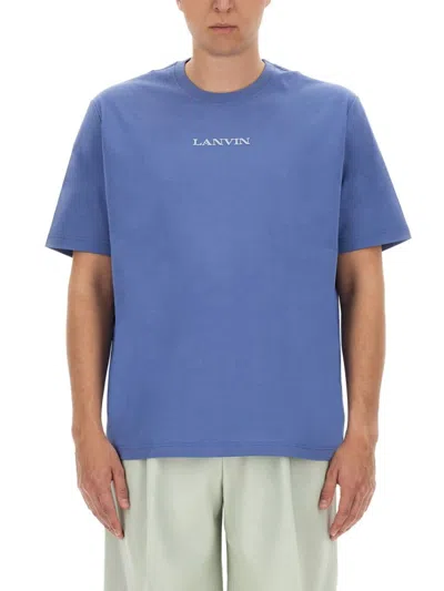 Lanvin Relaxed Fit Cotton T-shirt With Embroidered Logo In Multicolour