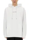 Lanvin Relaxed-fit Hooded Sweatshirt With Subtle Embroidery In White