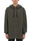 Lanvin Relaxed Fit Oversized Sweatshirt With Embossed Logo In Grey