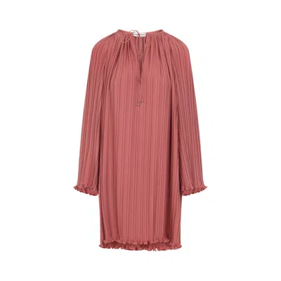 Lanvin Relaxed Mini Dress With Ruffled Cuffs And Hem In Pink