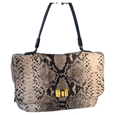 Pre-owned Lanvin Reptile Print Fabric Bag 2000s Very Good Condition In Brown